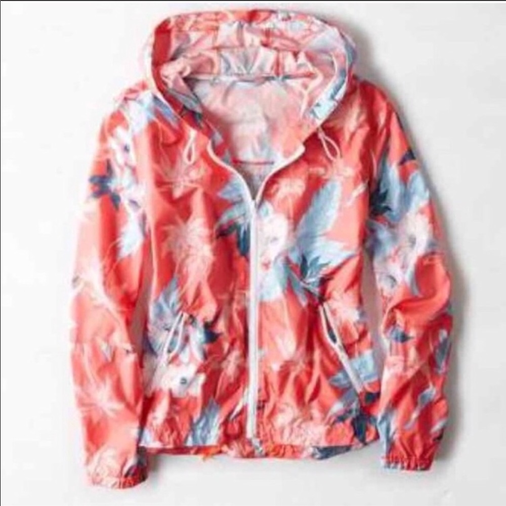 Pink floral summer windbreaker